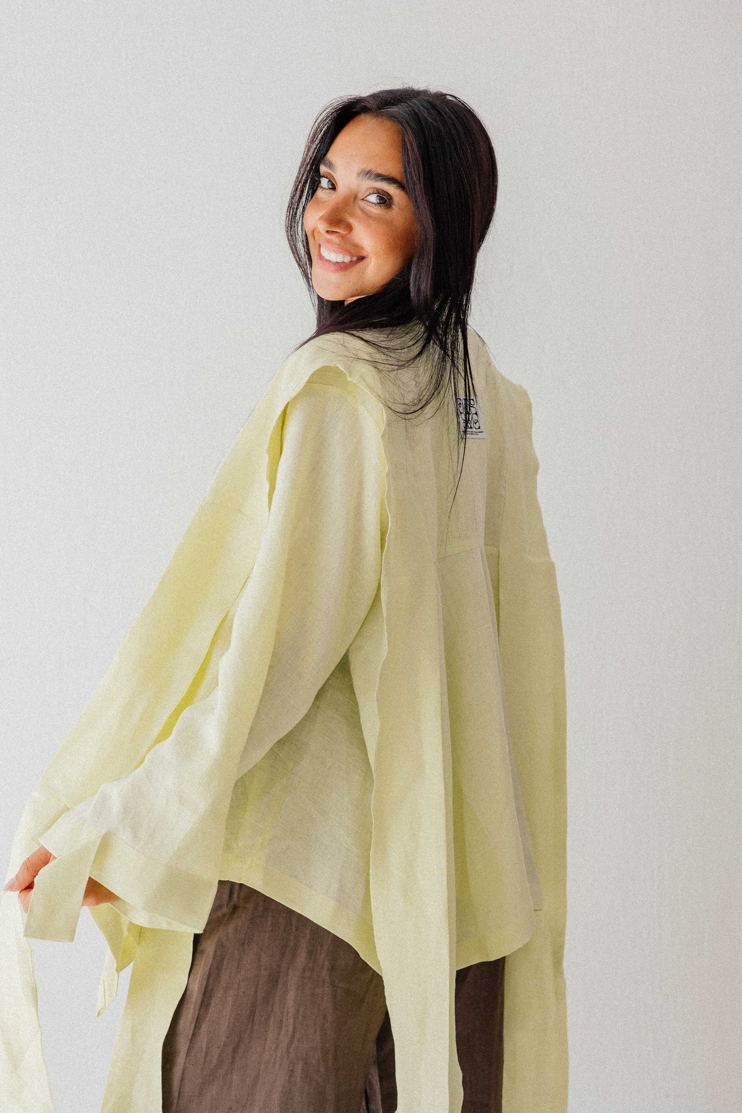 Short Double Collar Kimono In Butter-lemon