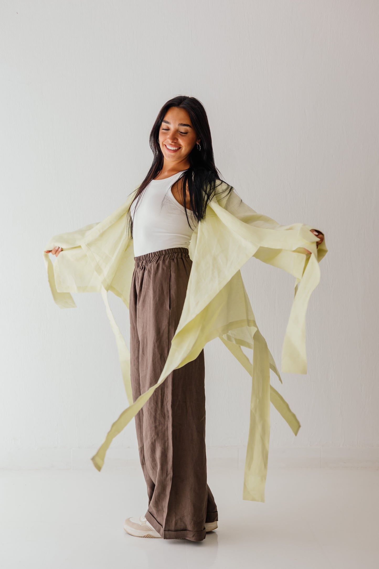 Short Double Collar Kimono In Butter-lemon