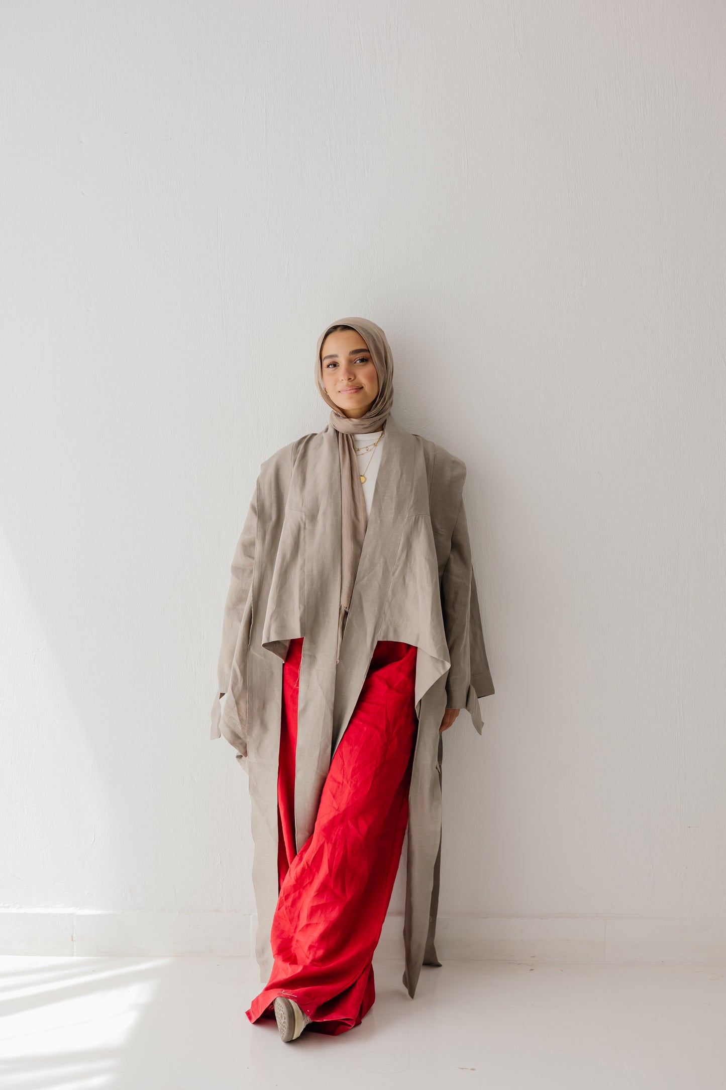Short Double Collar Kimono In Griesh