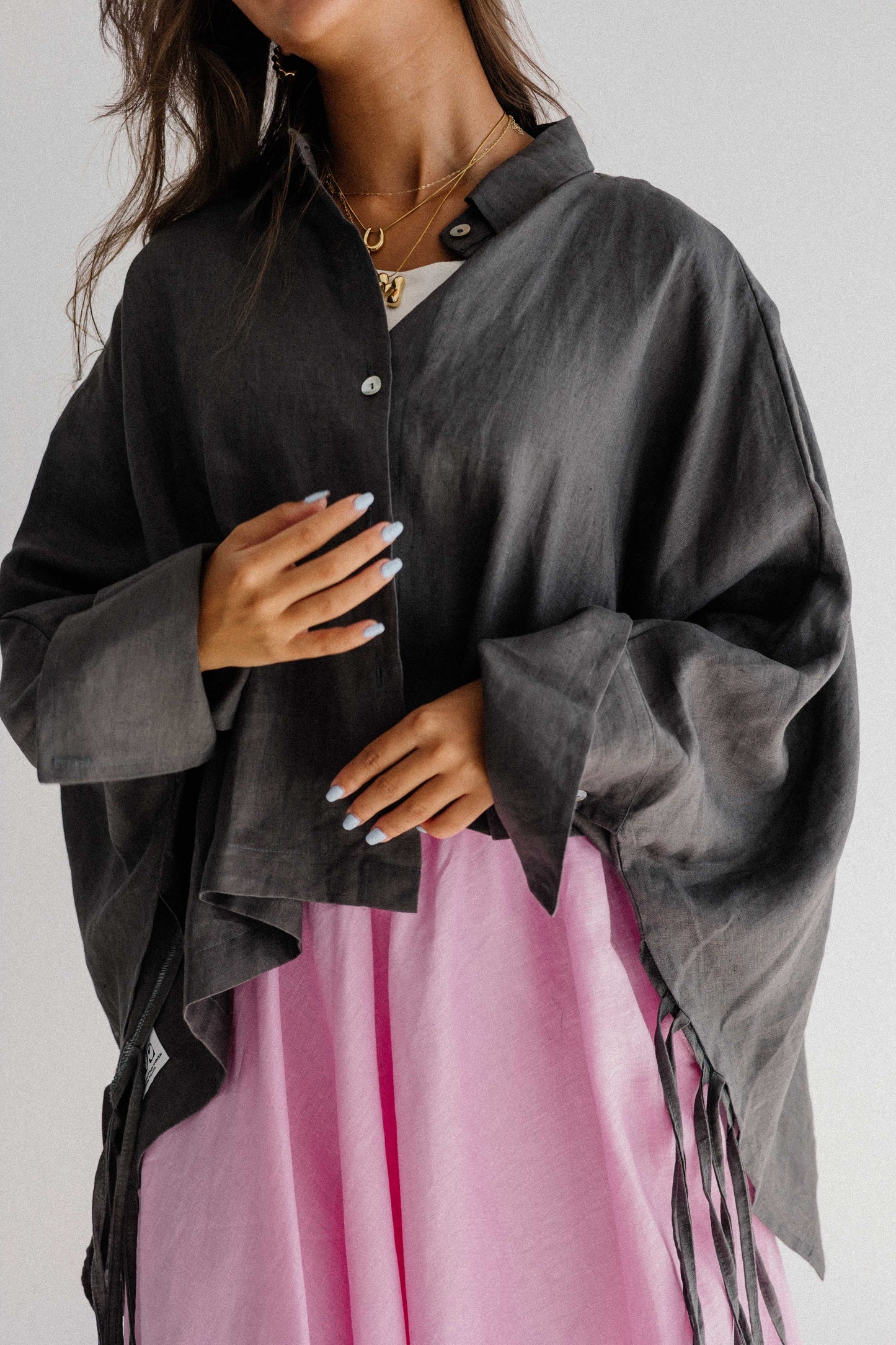 Fringes Shirt In Dark-grey