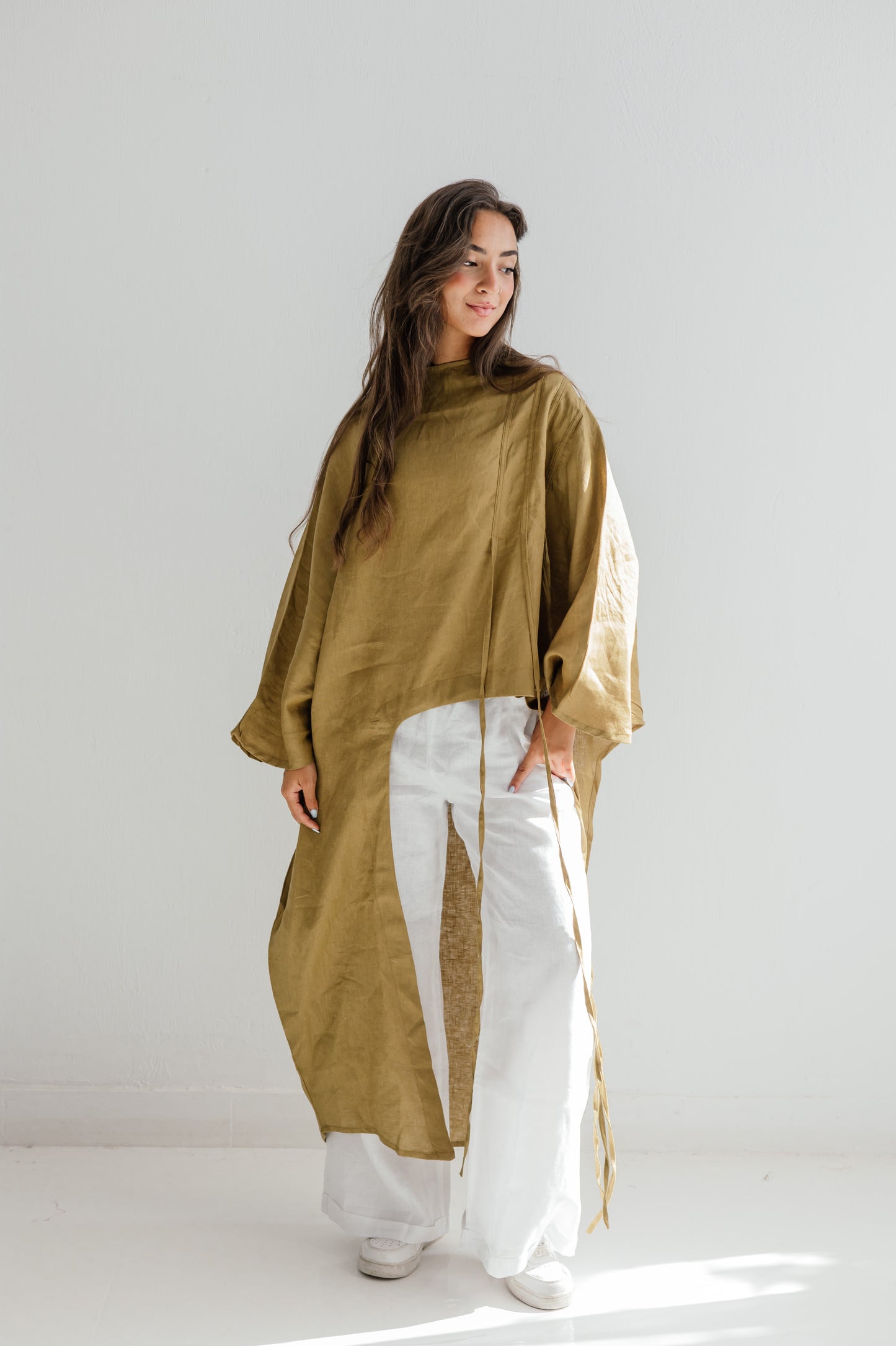 Side To Side Top In Dark-limegreen