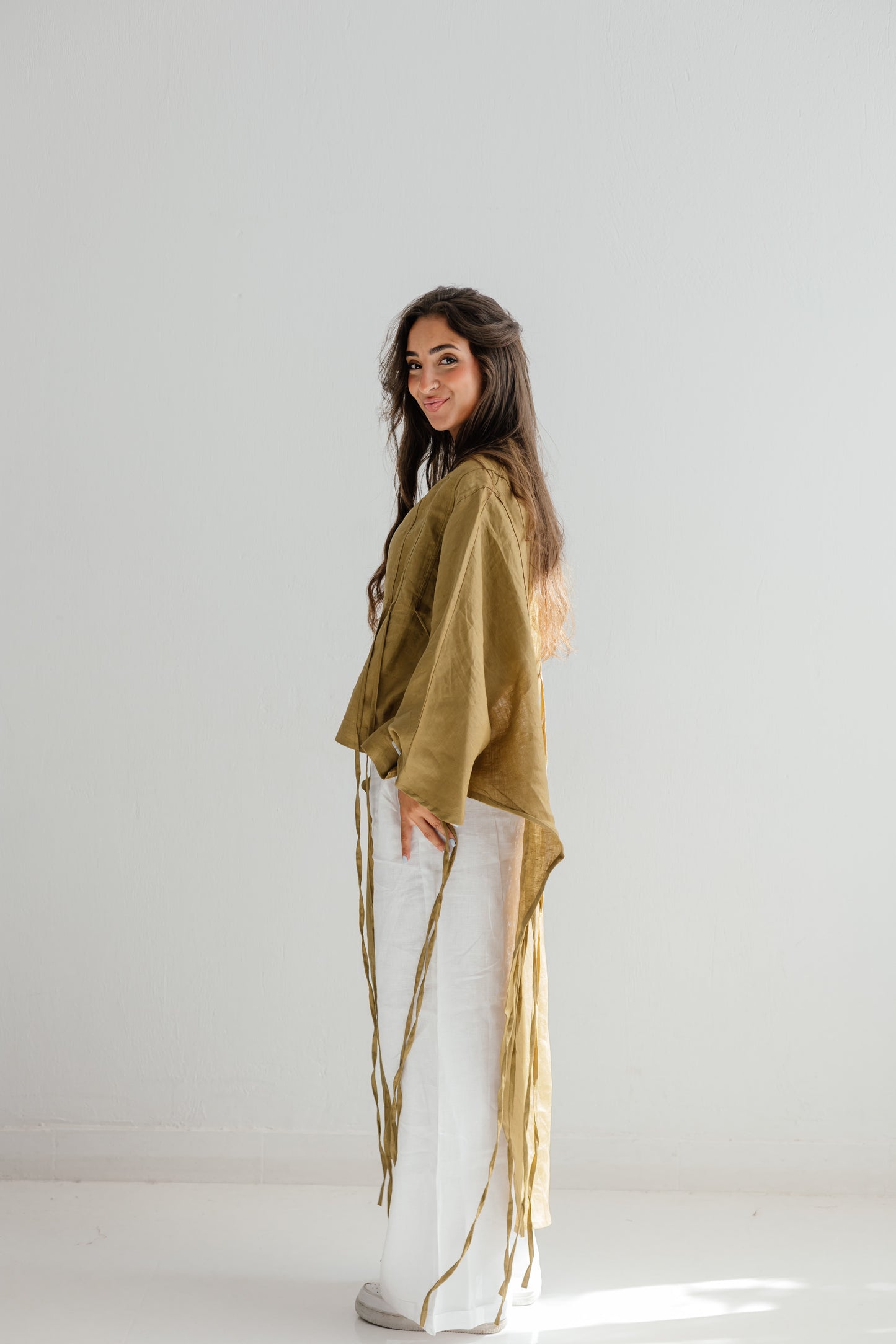 Side To Side Top In Dark-limegreen