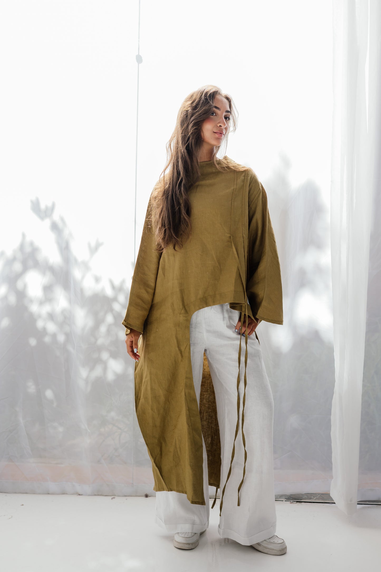 Side To Side Top In Dark-limegreen