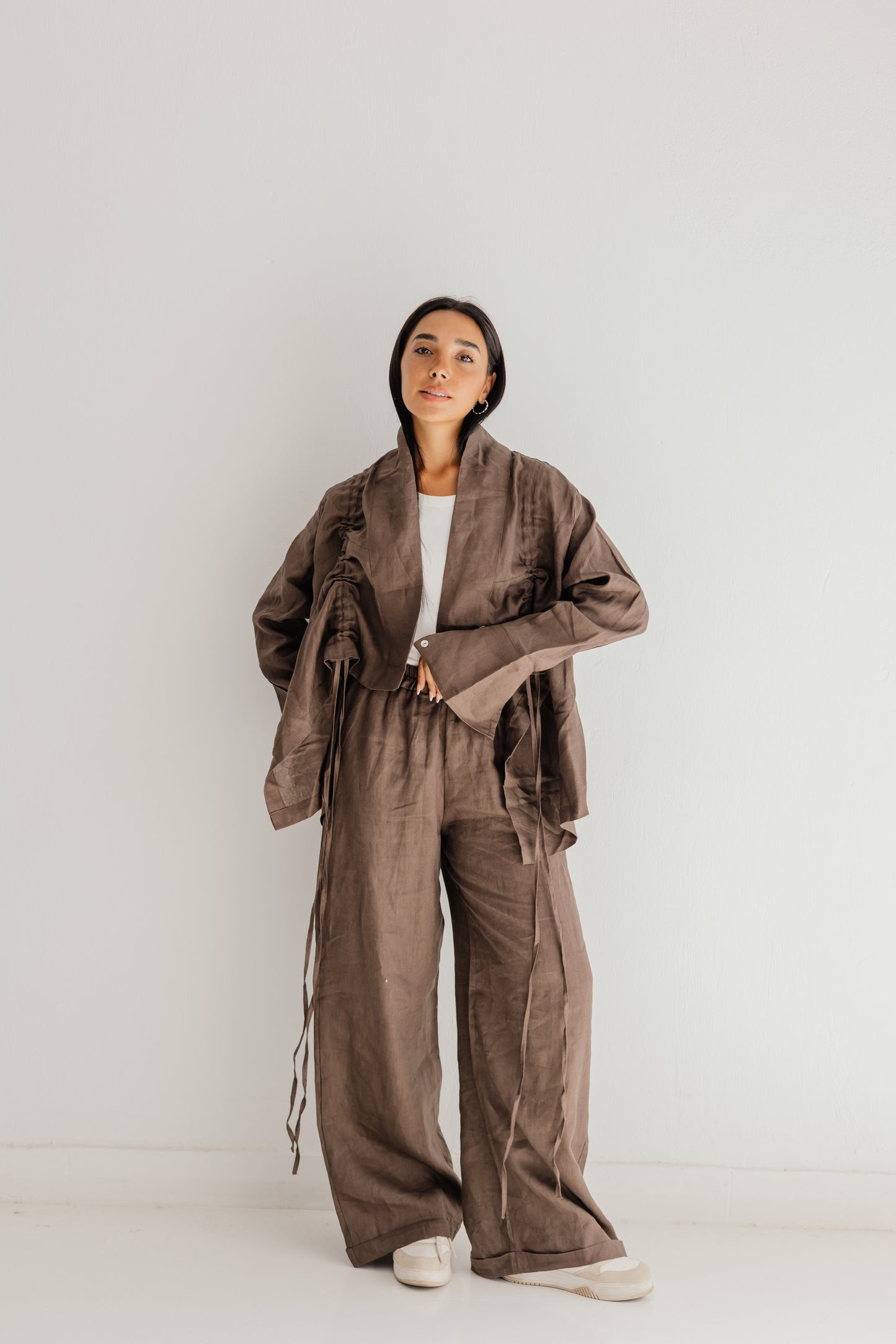 Elastic Kimono In Brown