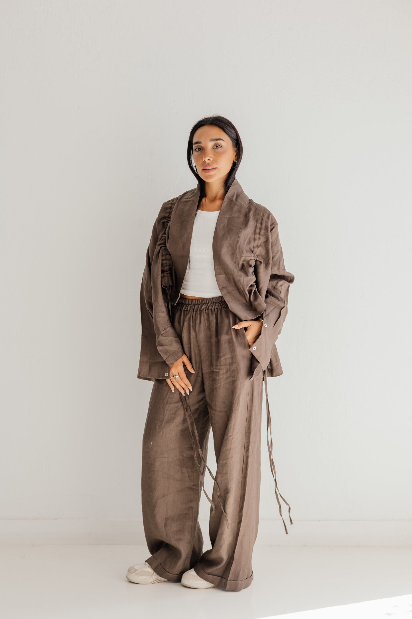 Elastic Kimono In Brown