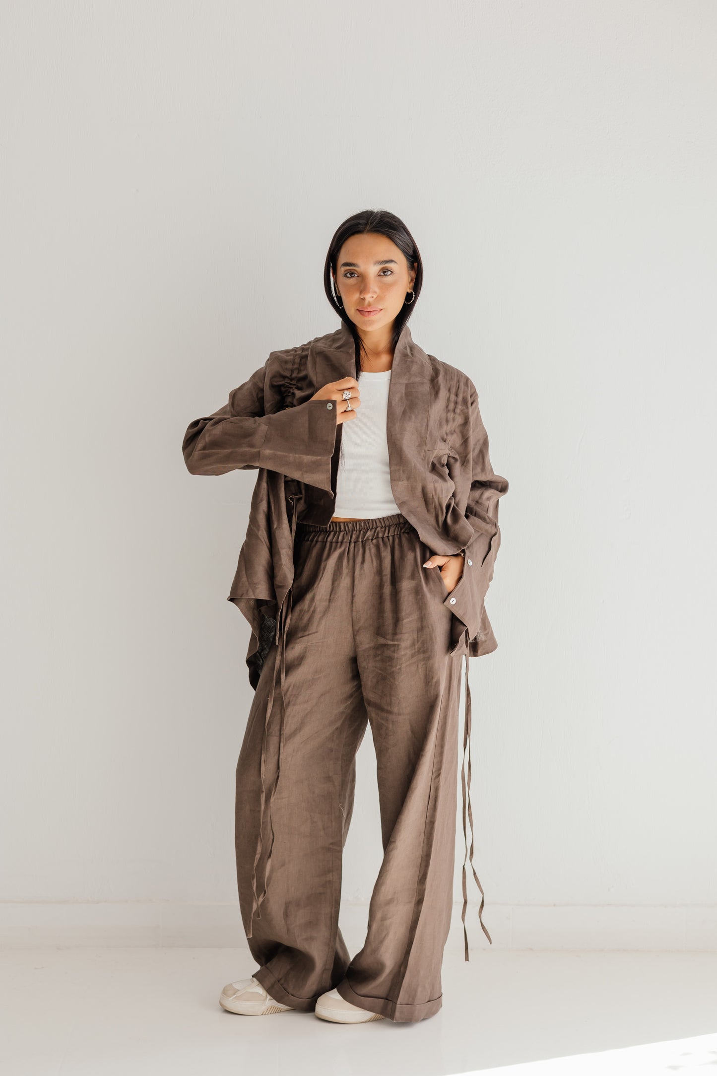 Elastic Kimono In Brown
