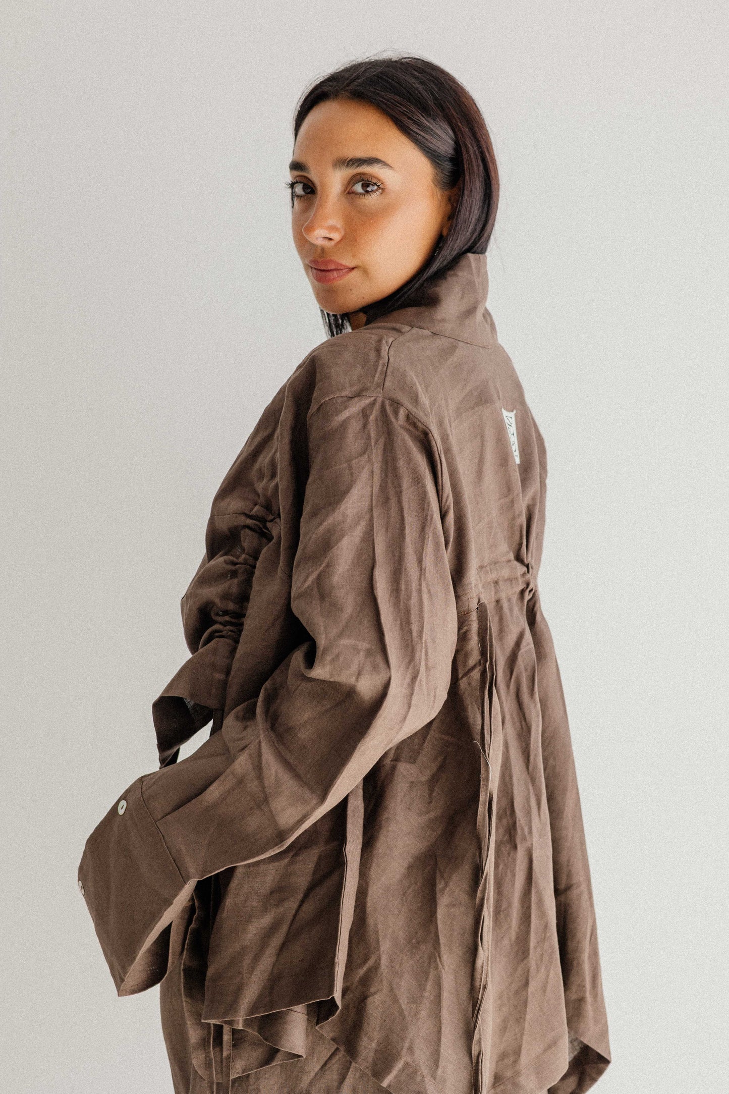 Elastic Kimono In Brown