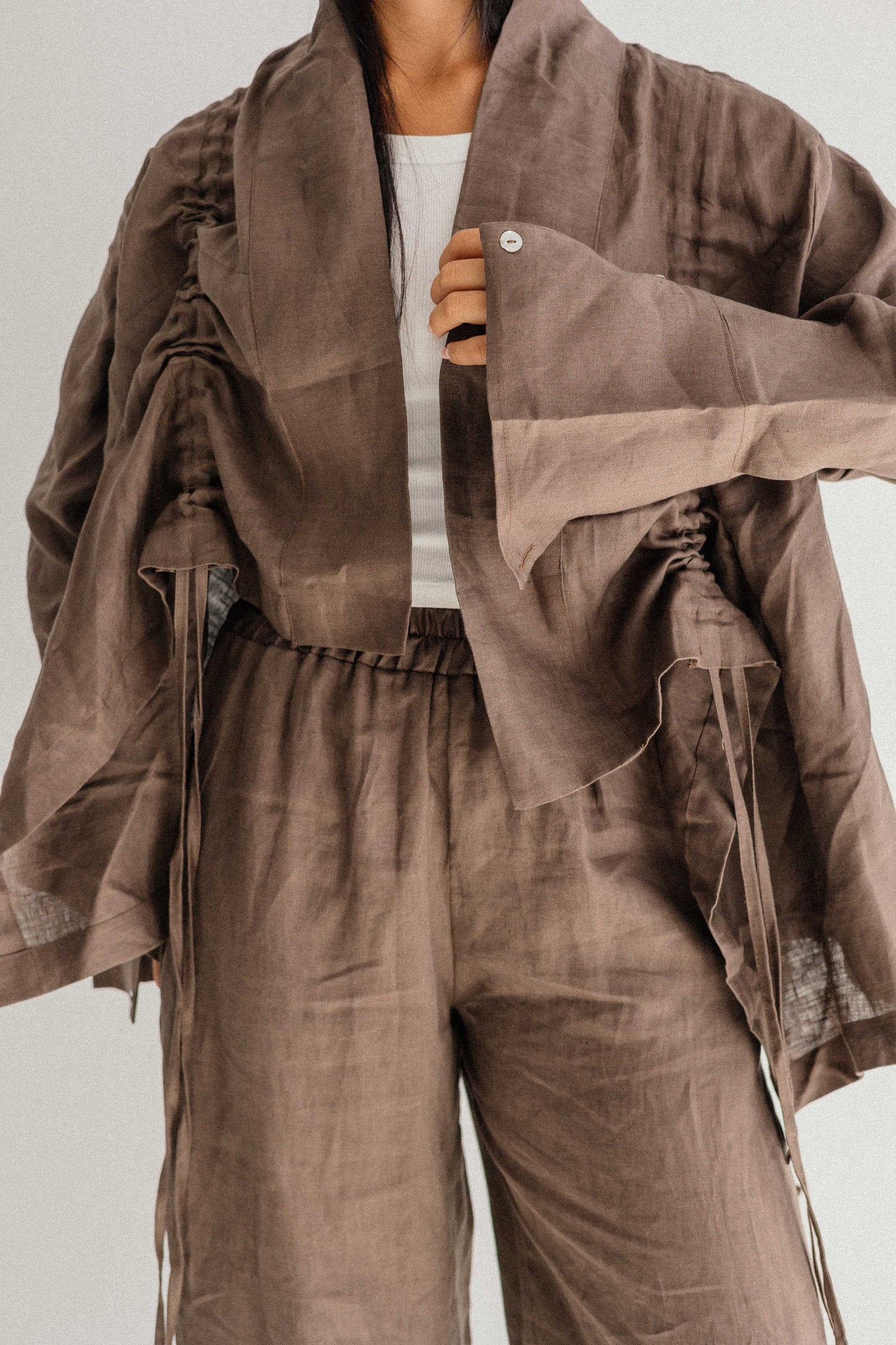 Elastic Kimono In Brown