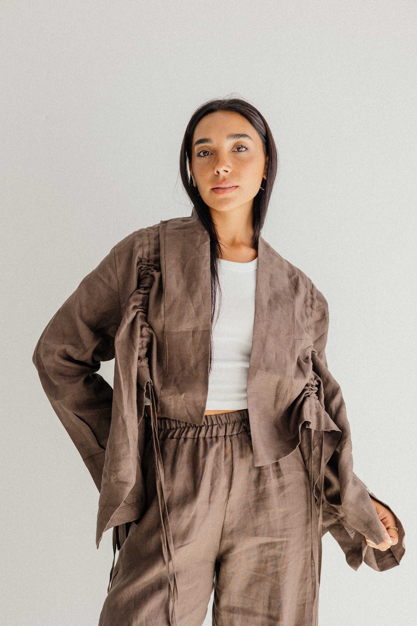 Elastic Kimono In Brown