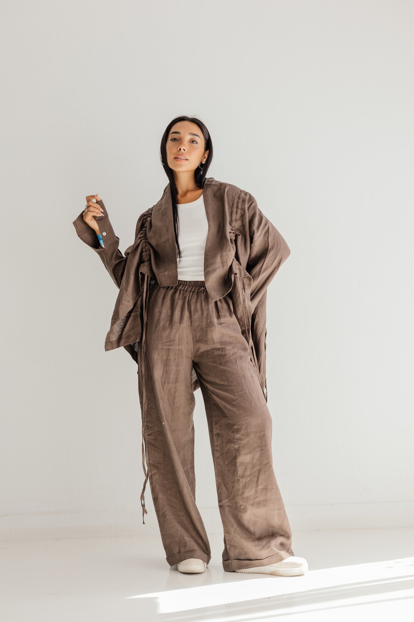 Elastic Kimono In Brown