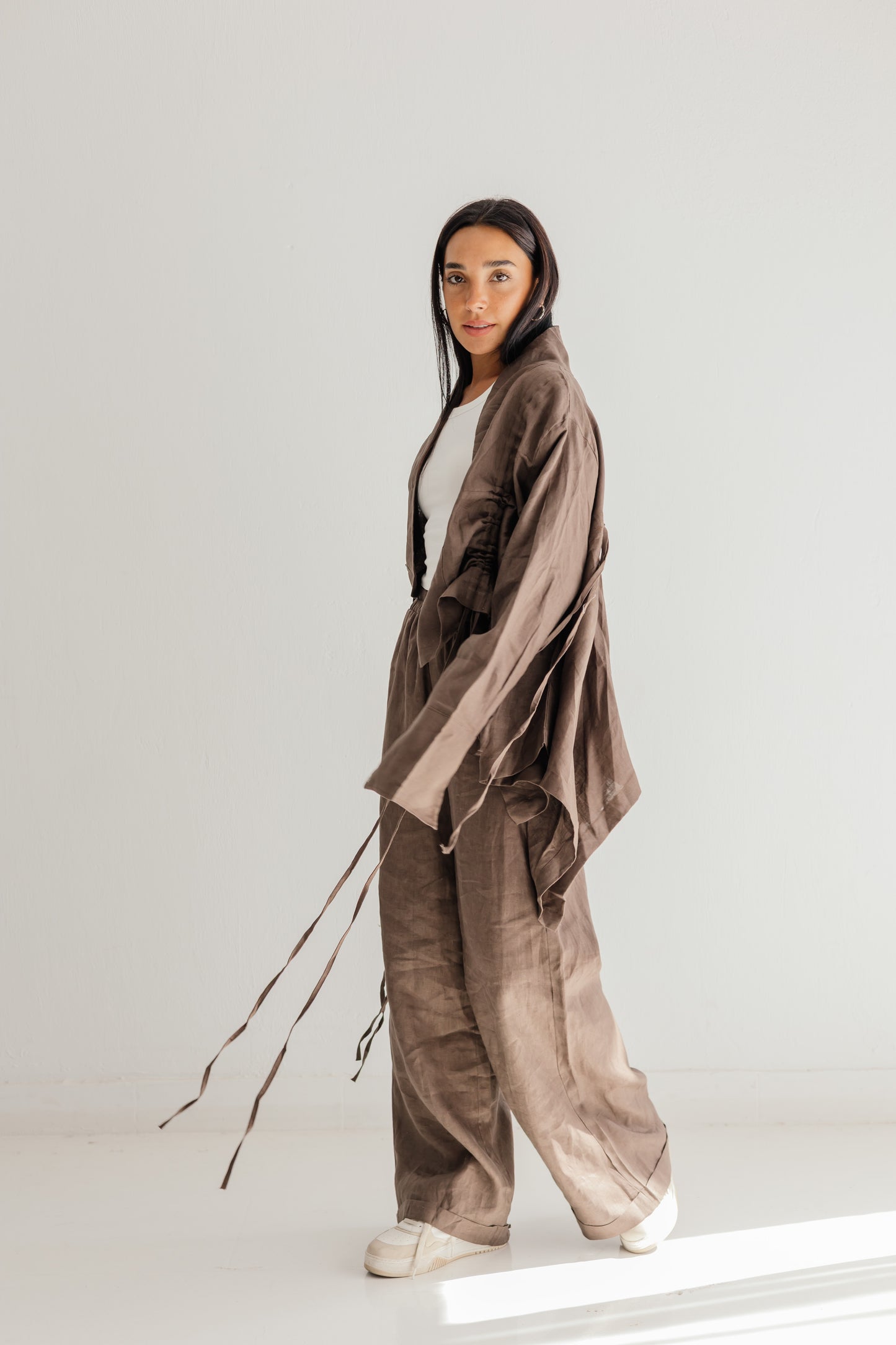 Elastic Kimono In Brown