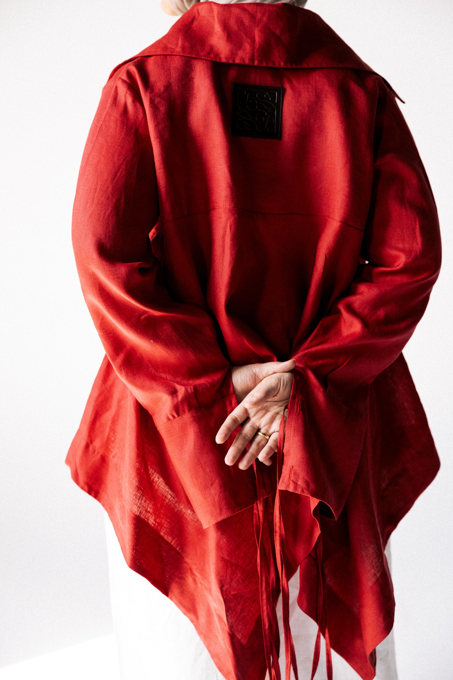 Double fringes kimono in red