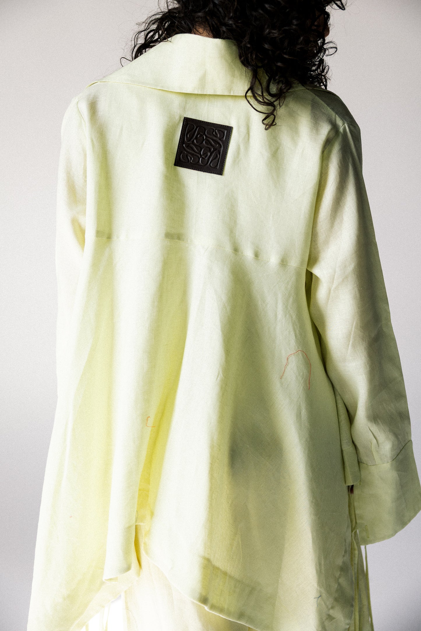 Double fringes kimono in butter yellow