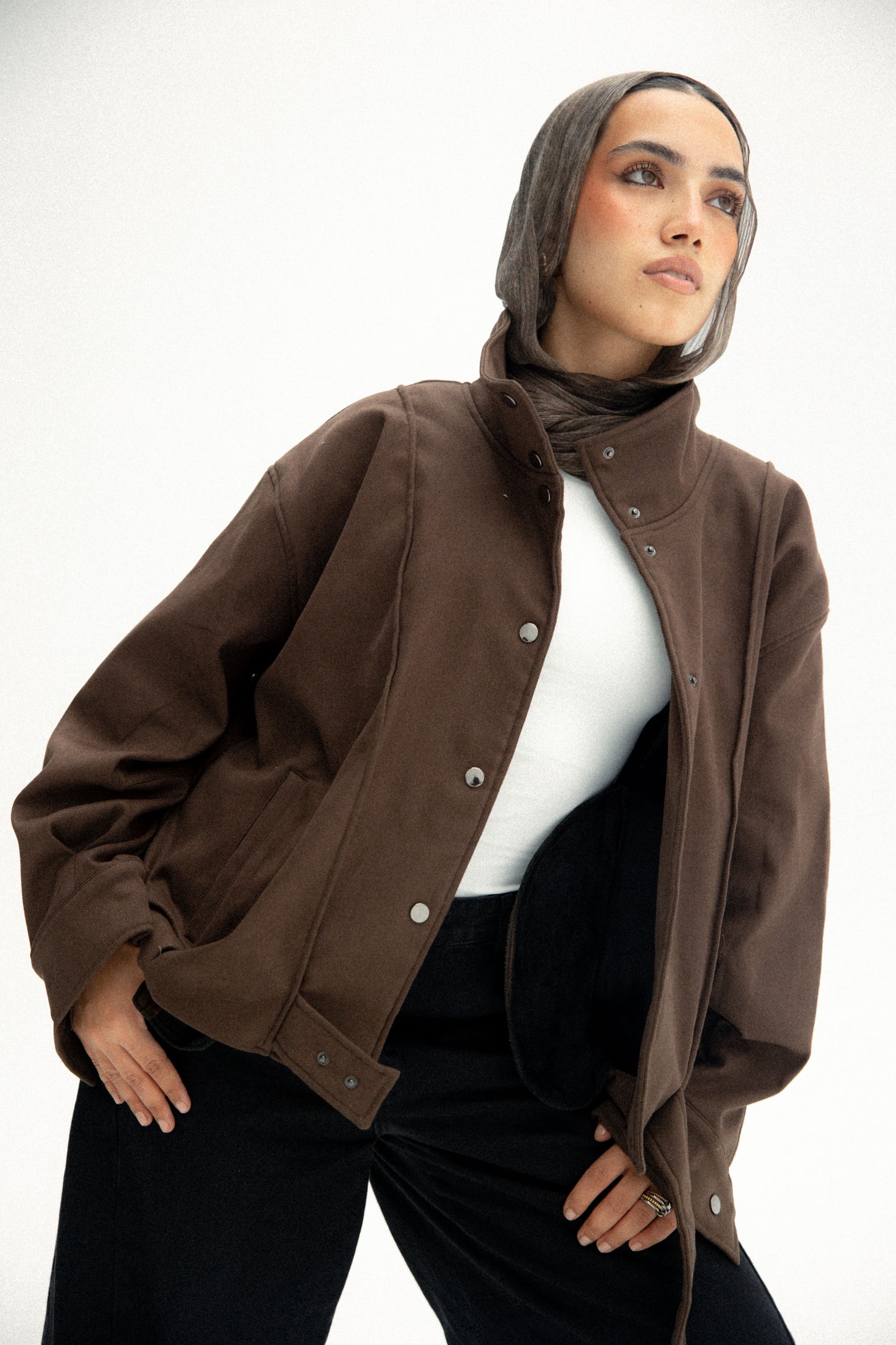 Signature balloon jacket in brown