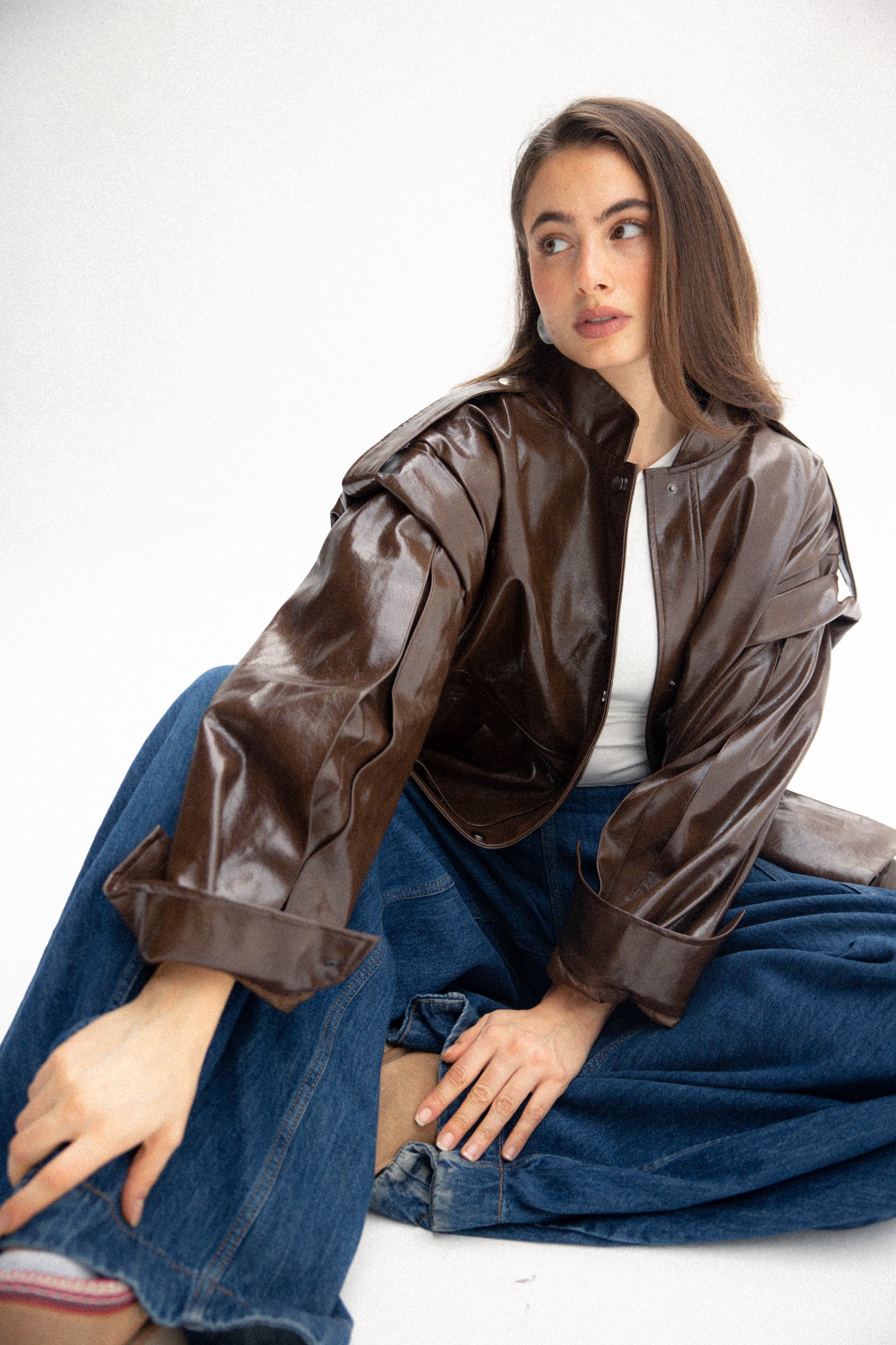 Biker jacket in brown