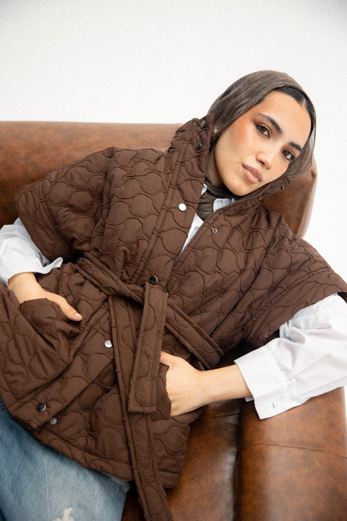 Puffer vest in brown