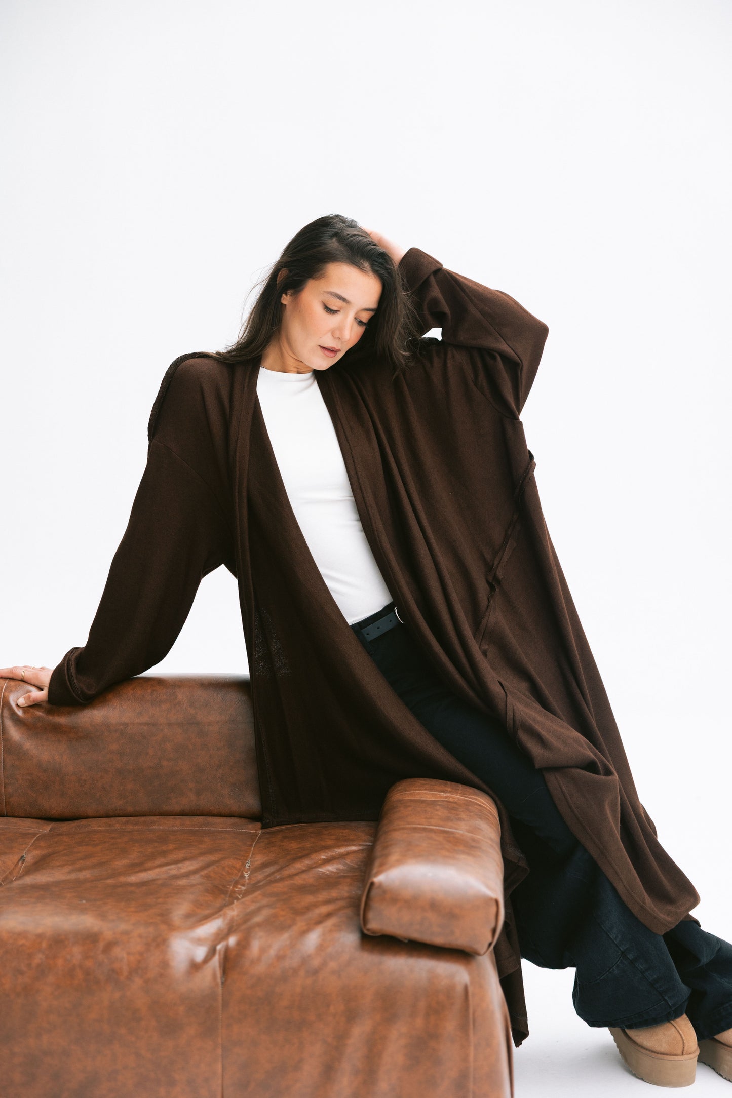 V kimono in brown