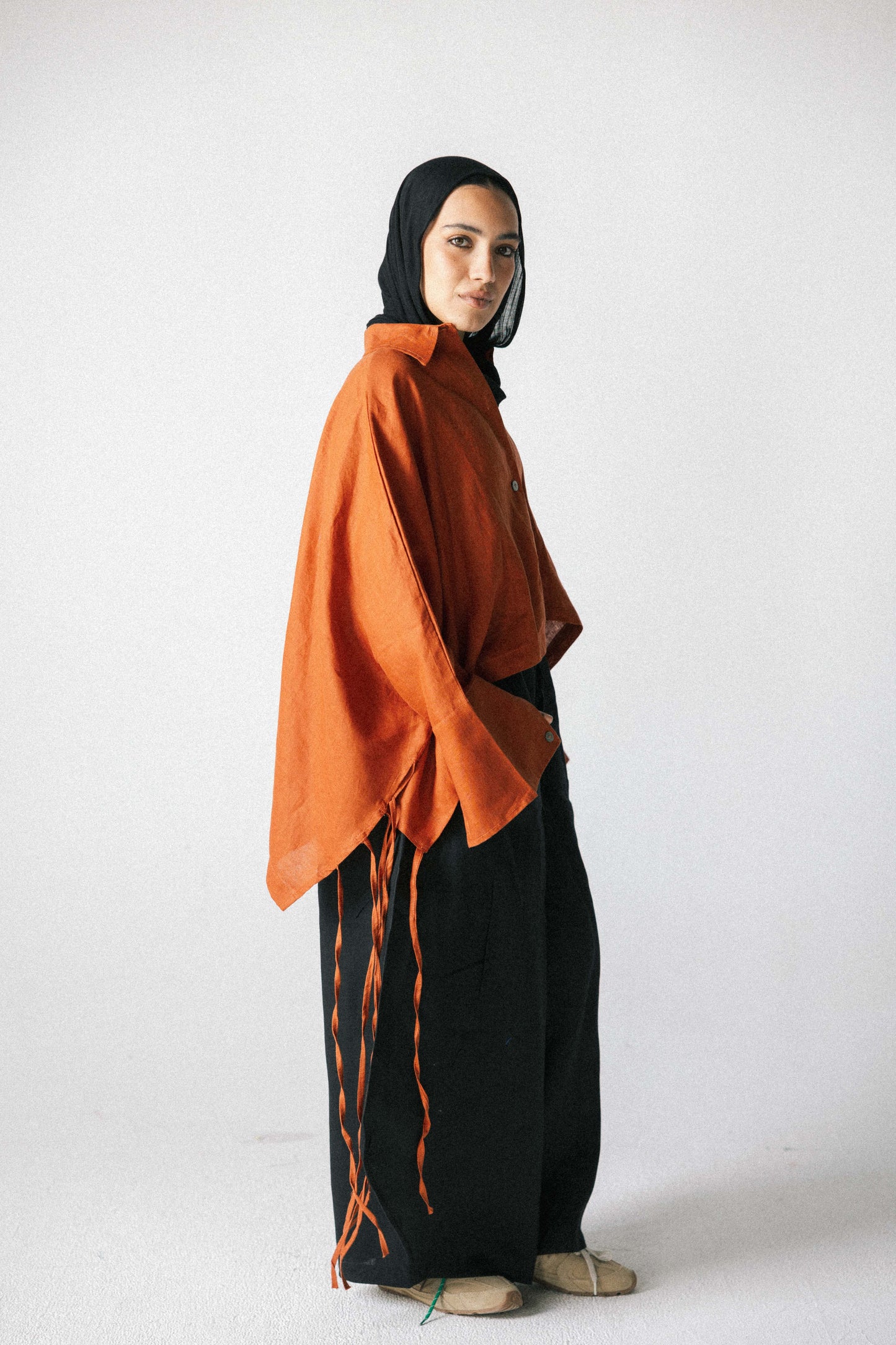 Fringes shirt in burnt orange