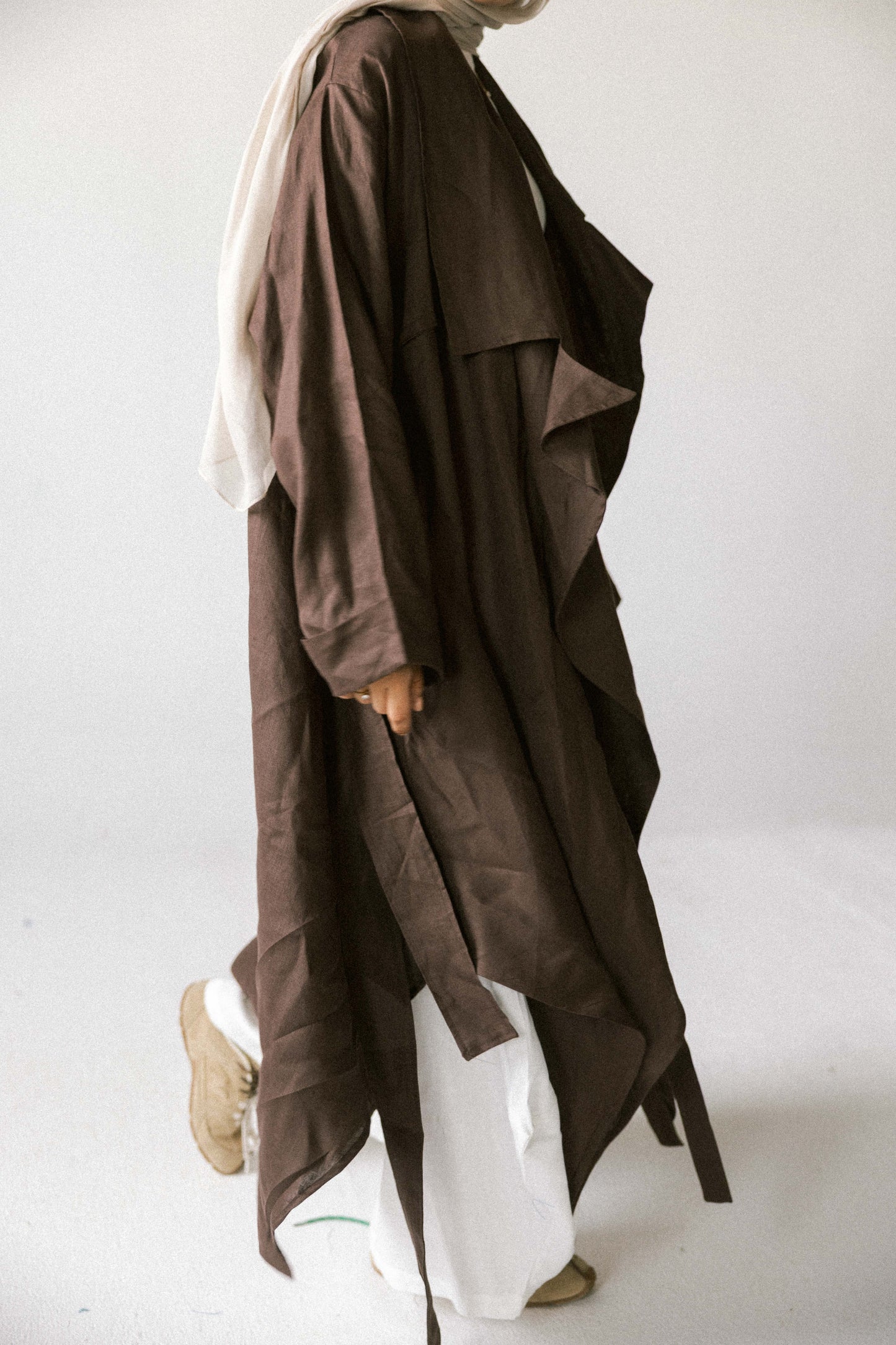 High-low kimono in chocolate brown