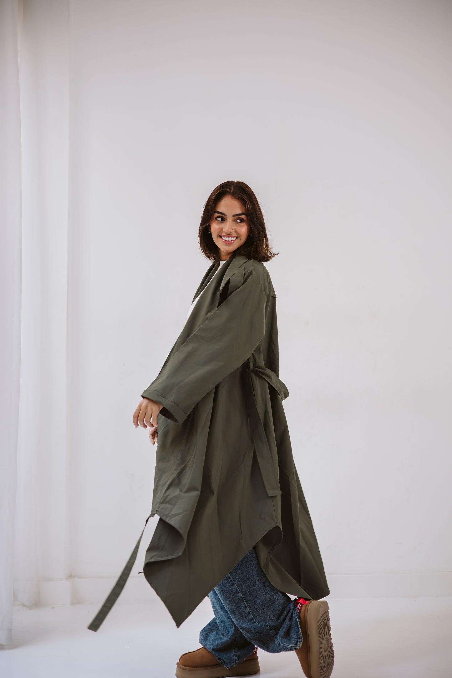 High-low Trench coat In Olive