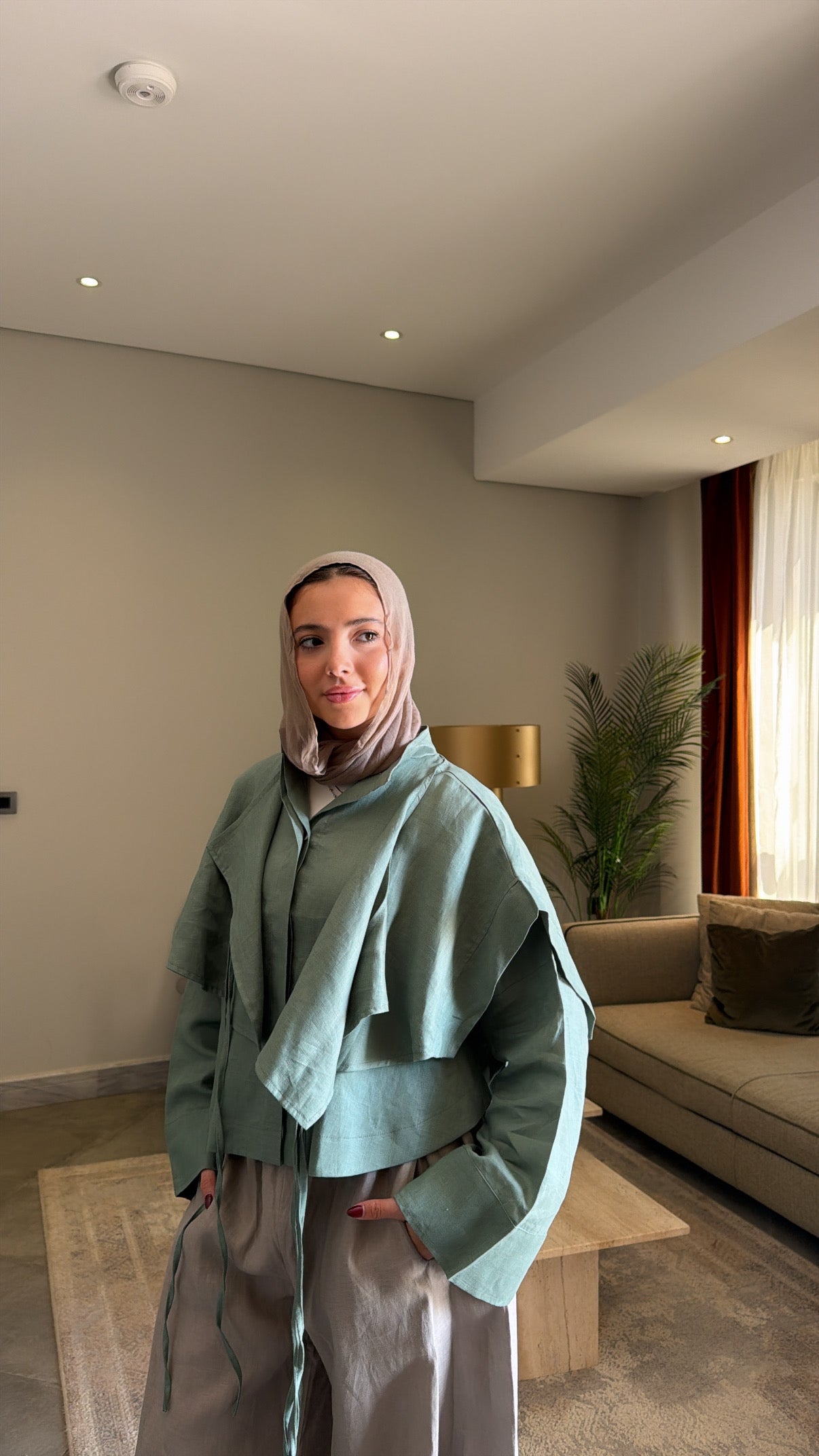 Layered shirt in pistachio