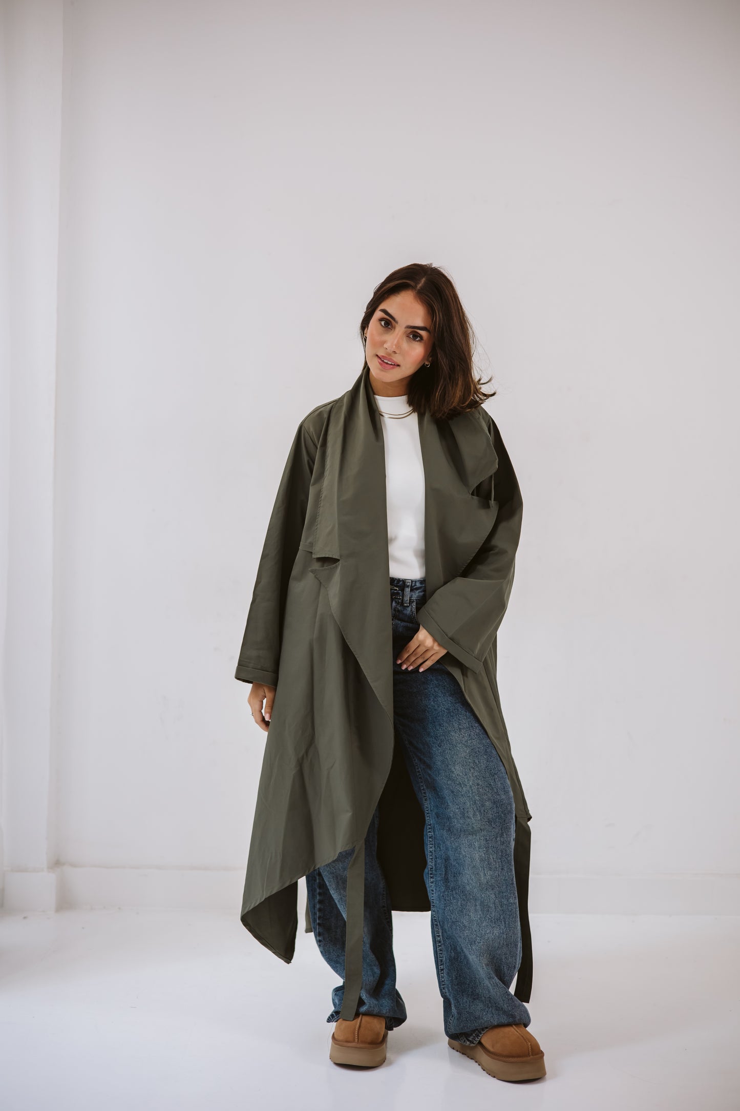 High-low Trench coat In Olive