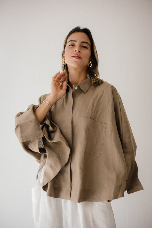 Butterfly Shirt In Light-brown