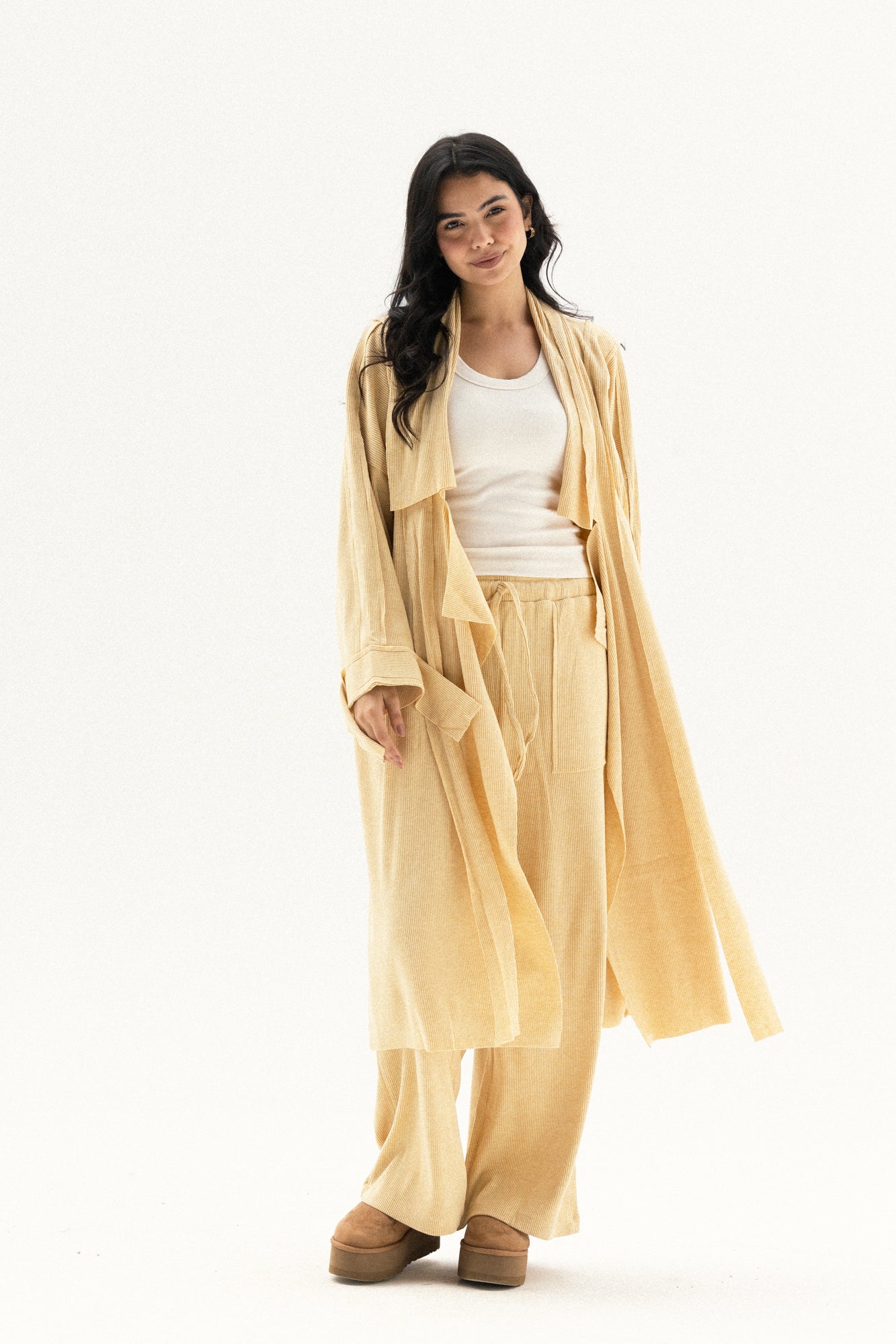 Lined Wool Set In Yellow