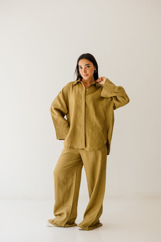 Basic Pant In Dark-limegreen