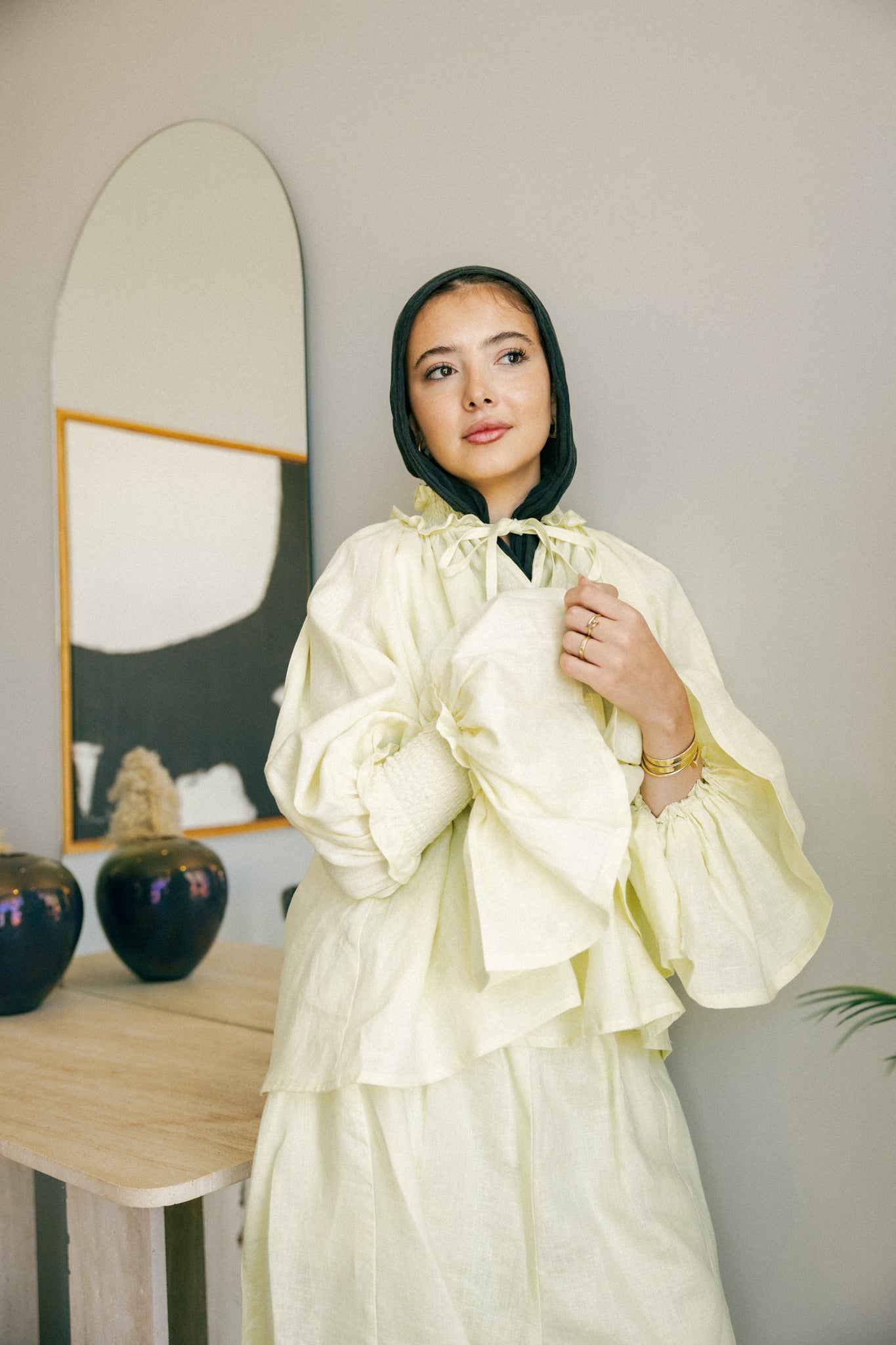 Elastic top in butter yellow