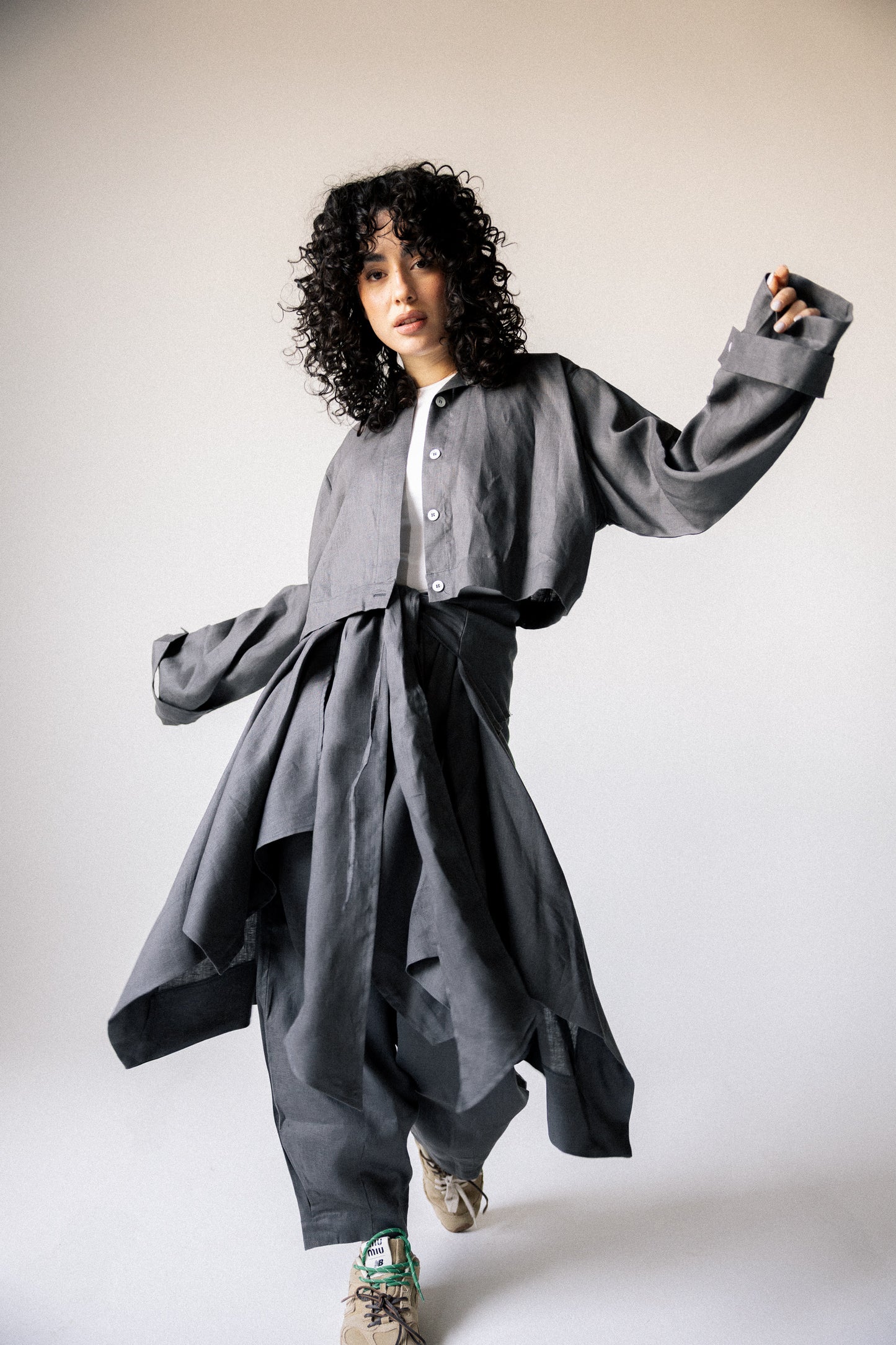 Rap-up shirt in dark grey