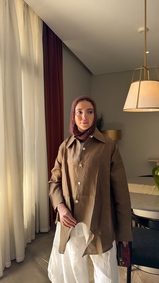 Round shirt in burnt olive