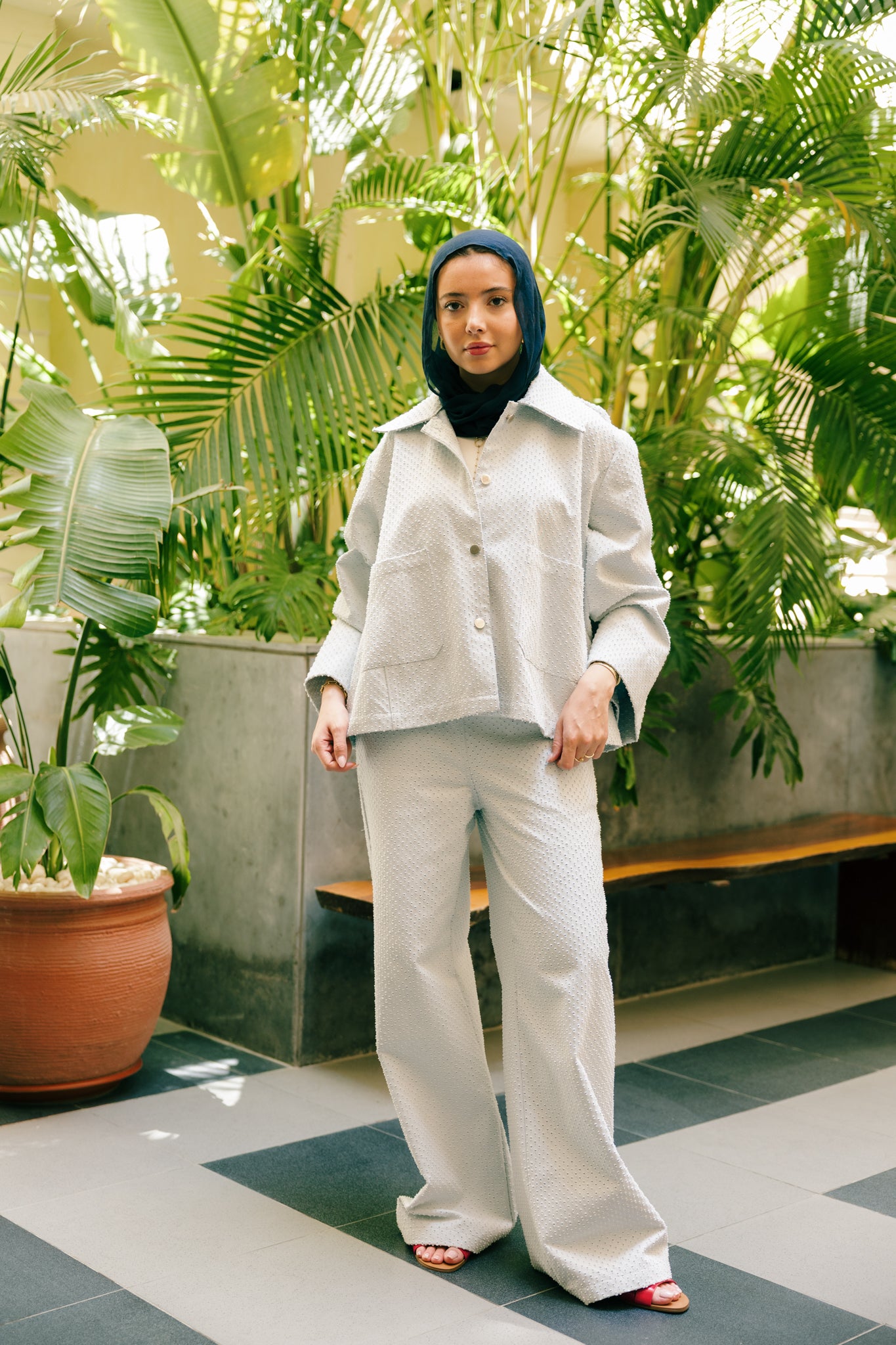 Dots denim set in light denim
