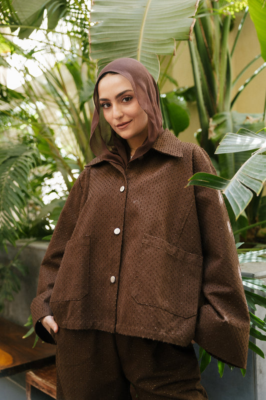 Dots denim set in brown