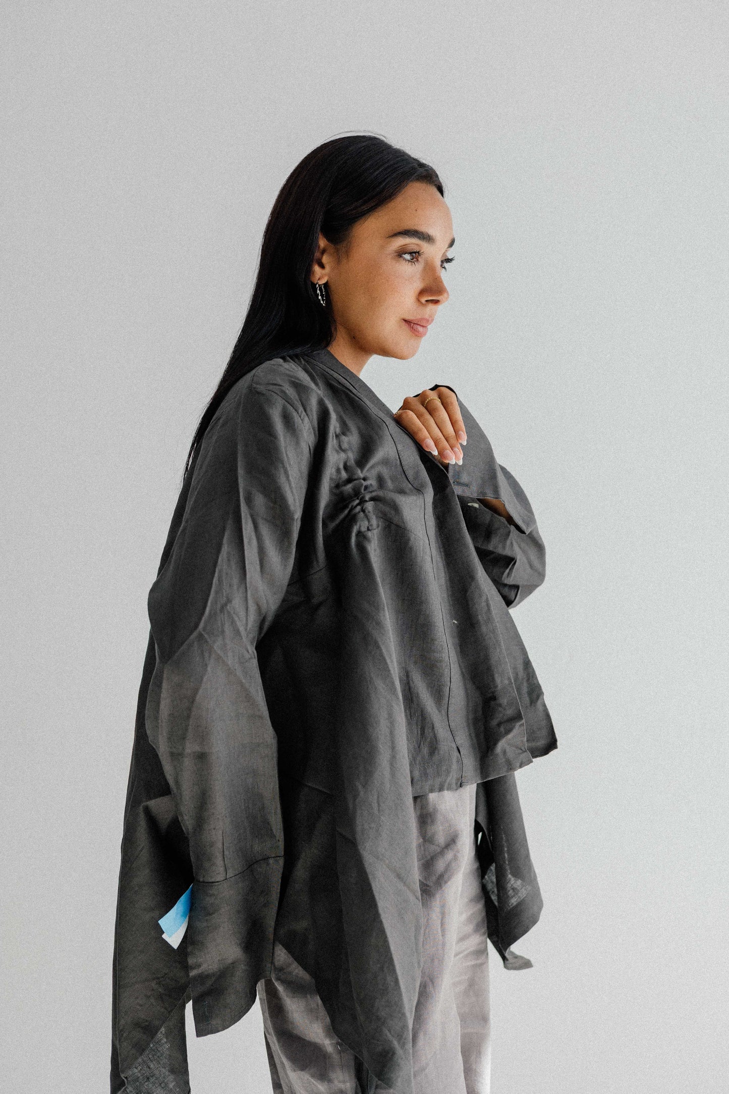 Elastic Kimono In Dark-grey