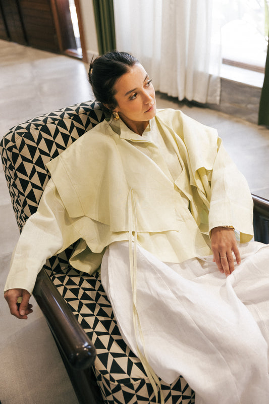 Layered shirt in butter yellow