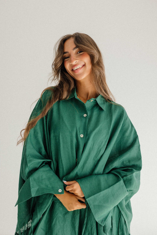 Fringes Shirt In Dark-green
