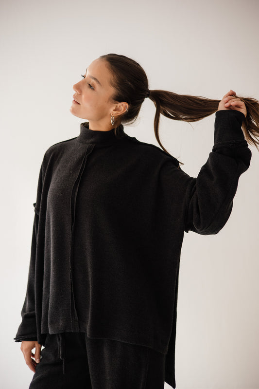 Unfinished Wool Set In Black