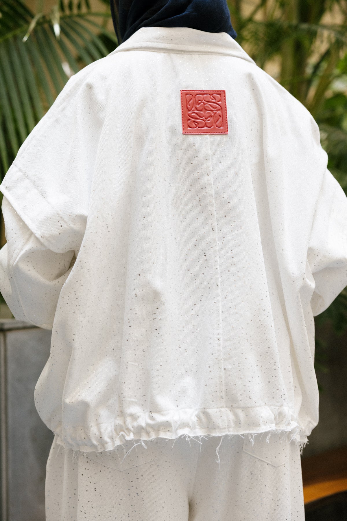 Balloon denim set in white