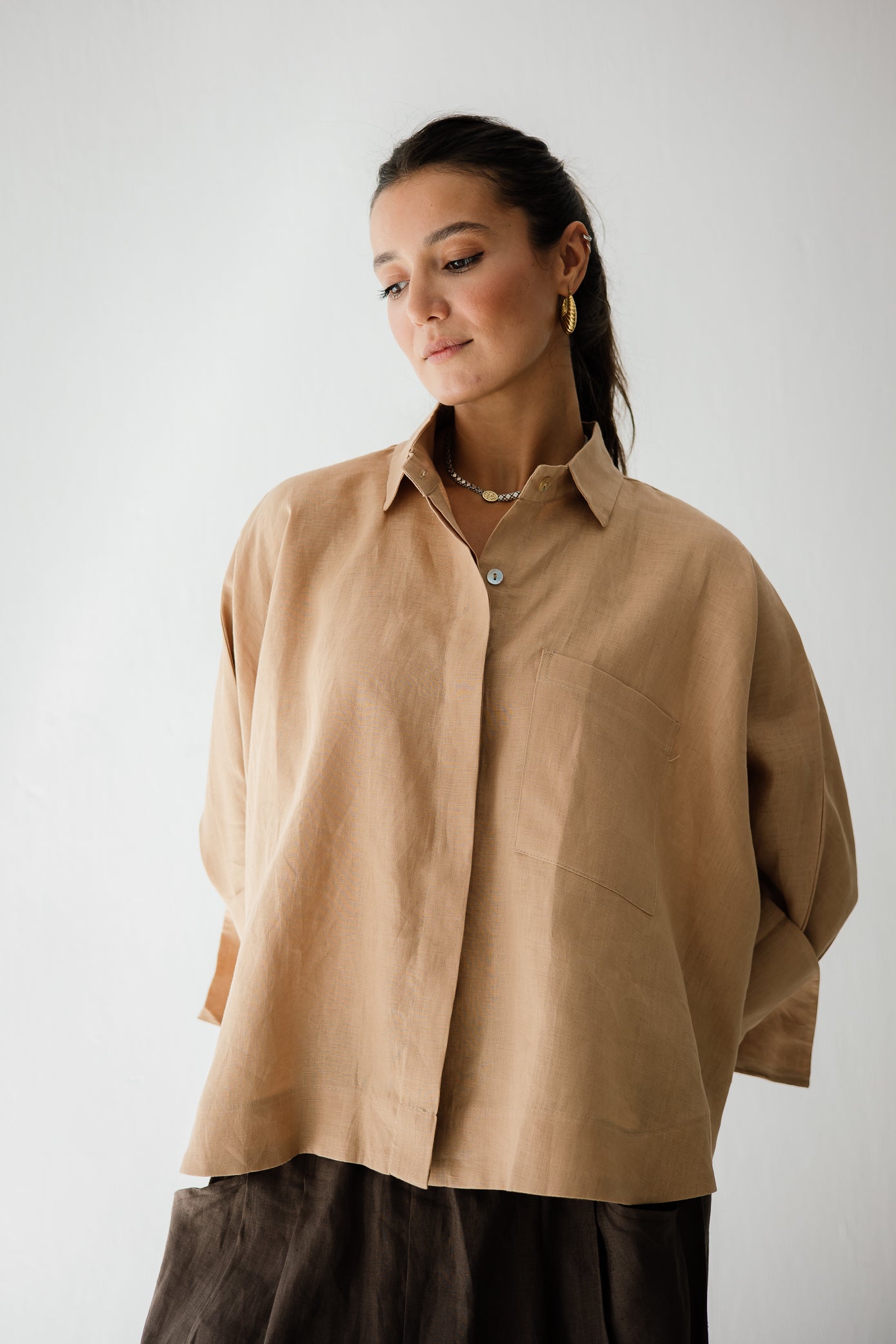 Butterfly Shirt In Light Camel