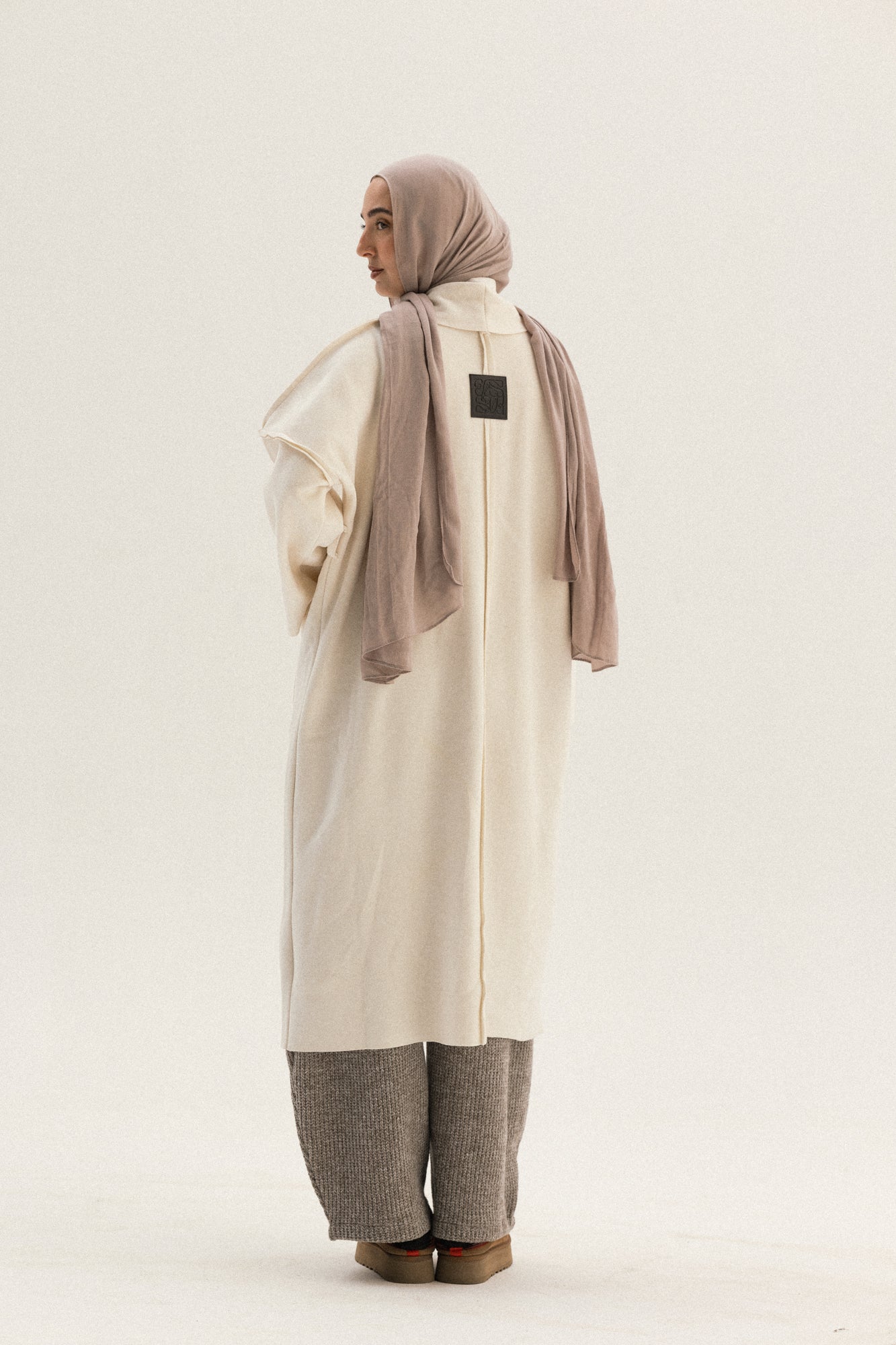 Long Pocket Coat In Offwhite