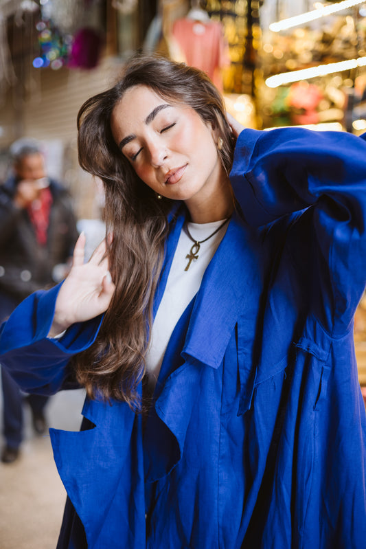 High-Low Kimono In Royal-Blue