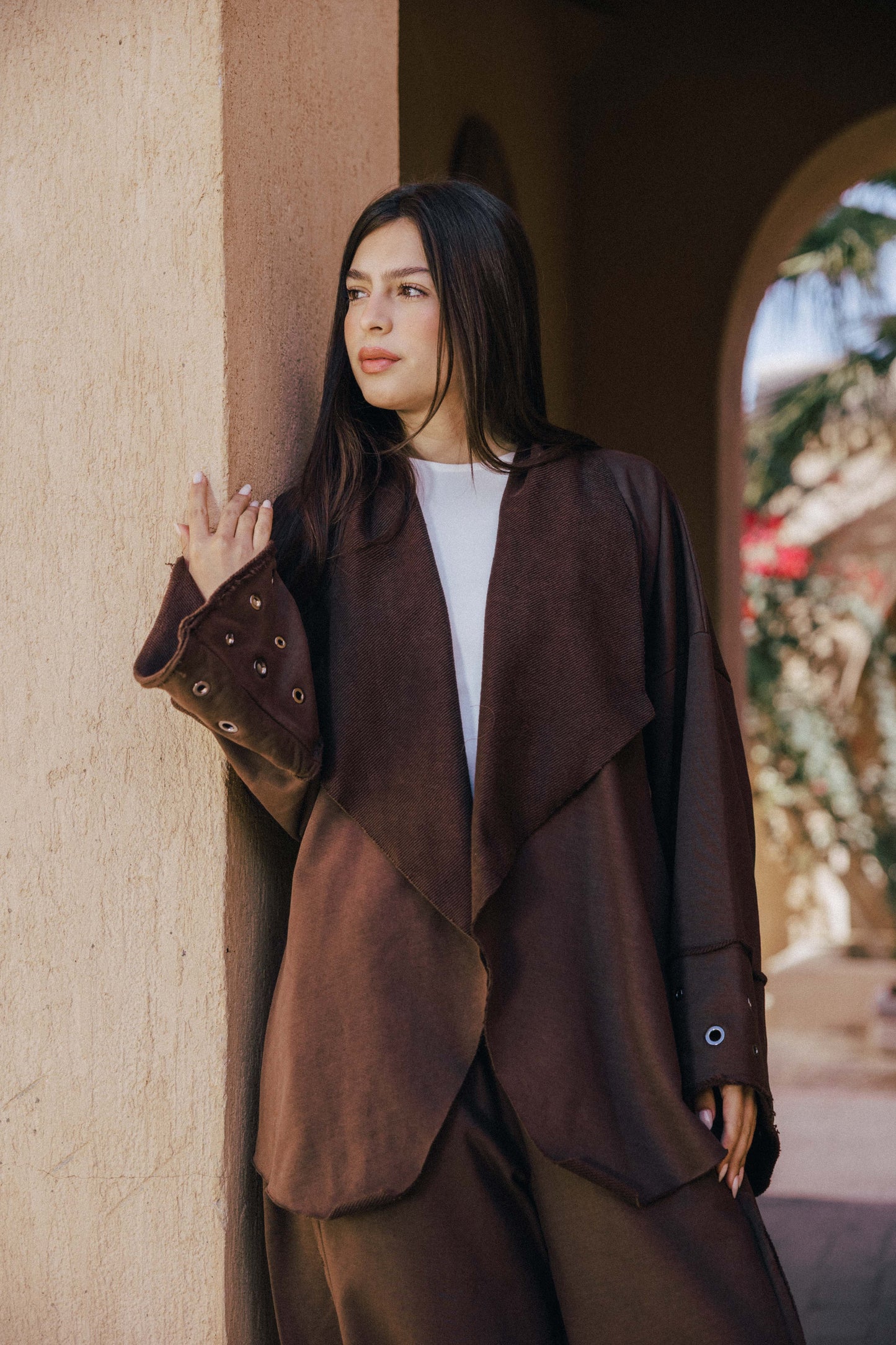 Rouh Cotton Set In Brown