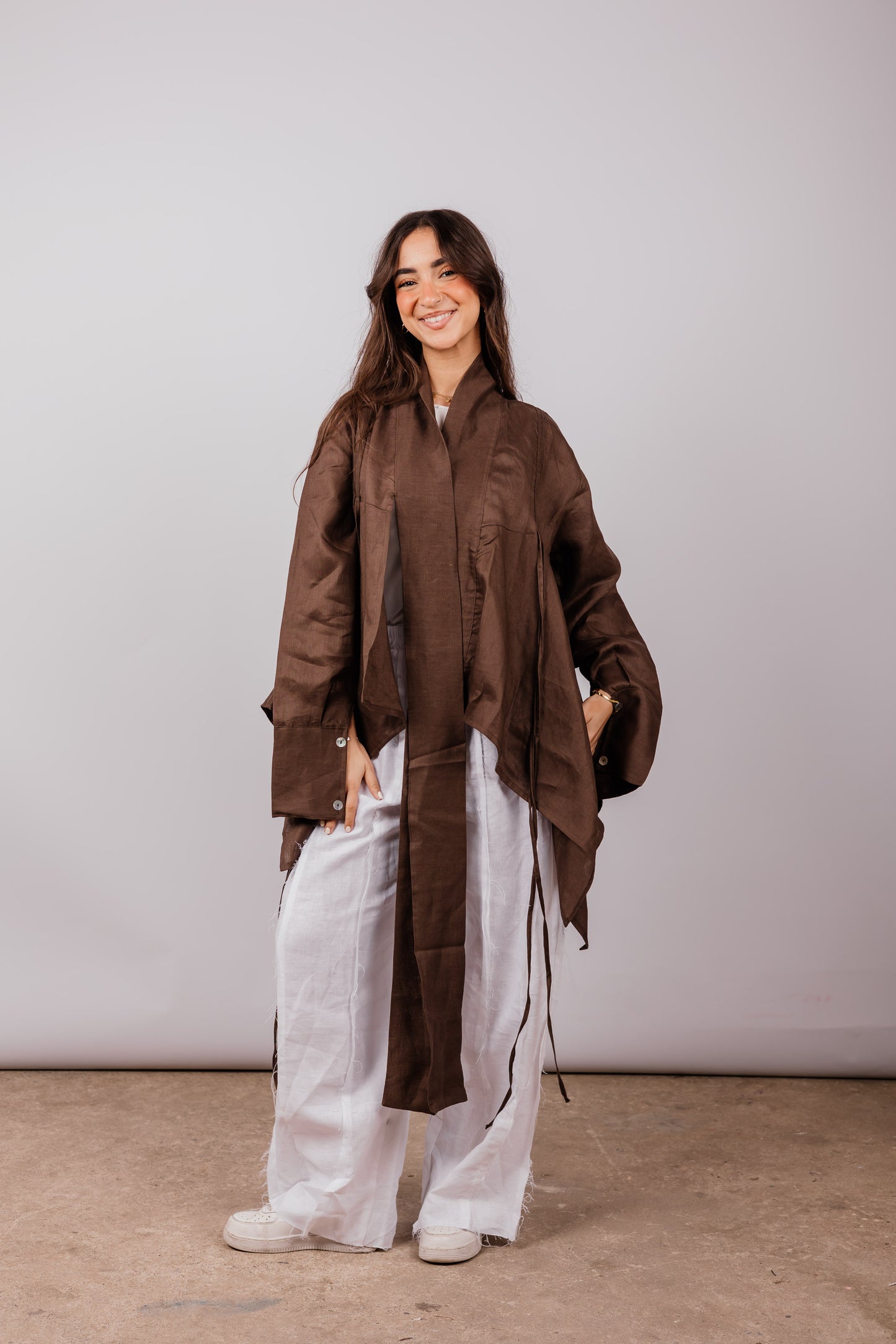 Double Collar with Fringes In Brown
