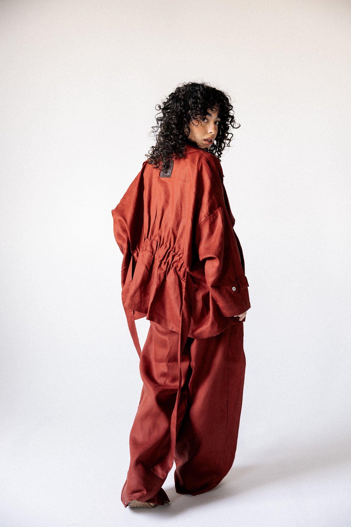 Double side set in burnt red