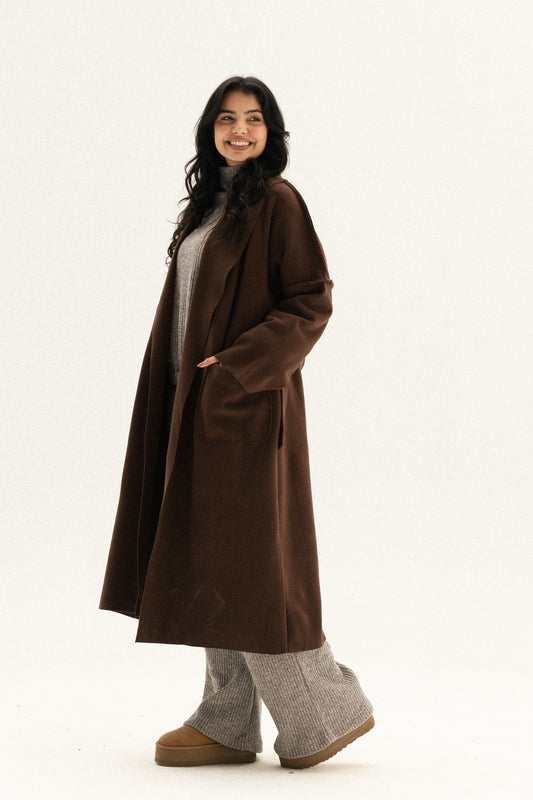 Long Pocket Coat In Brown
