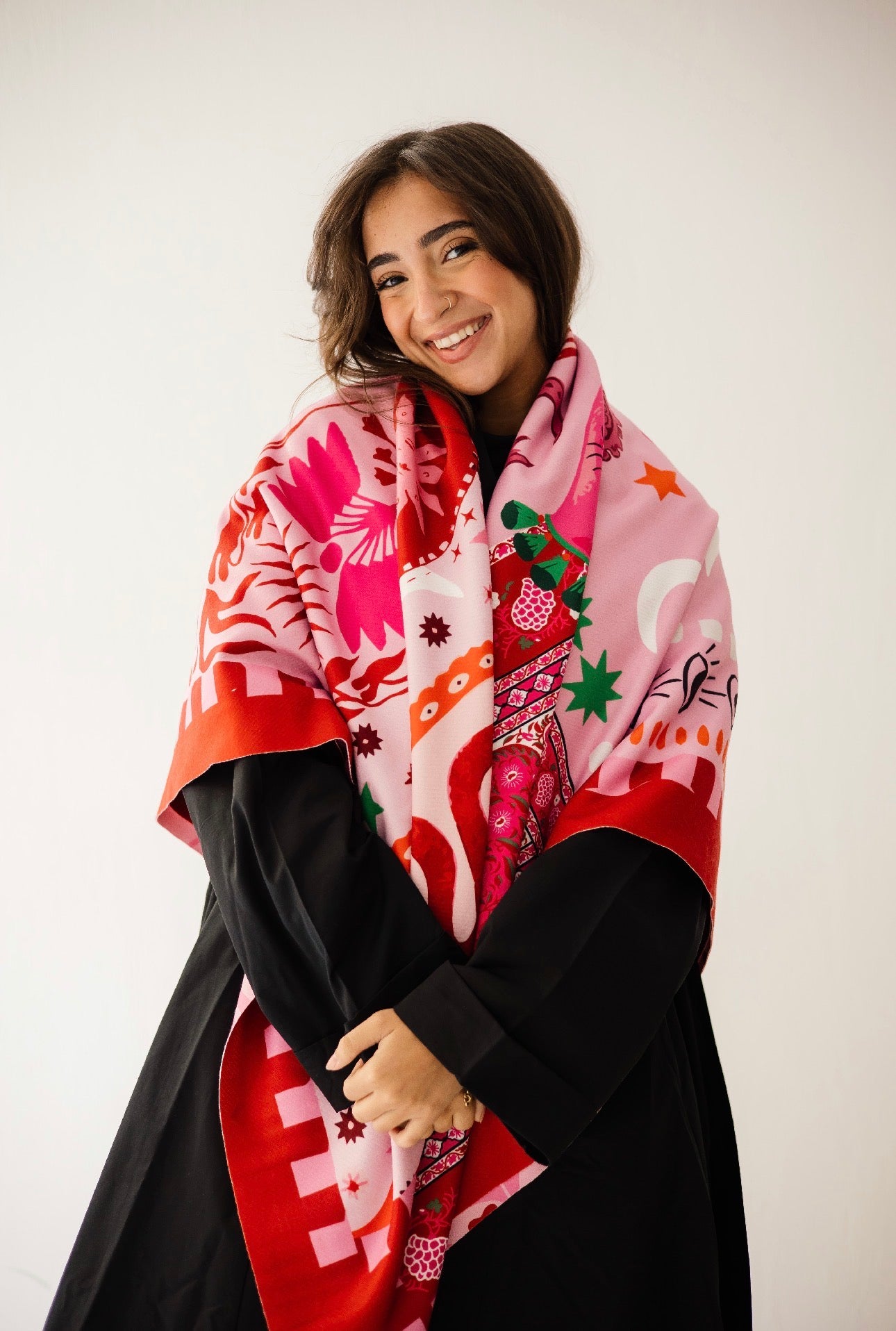 Palm blossom velvet scarf