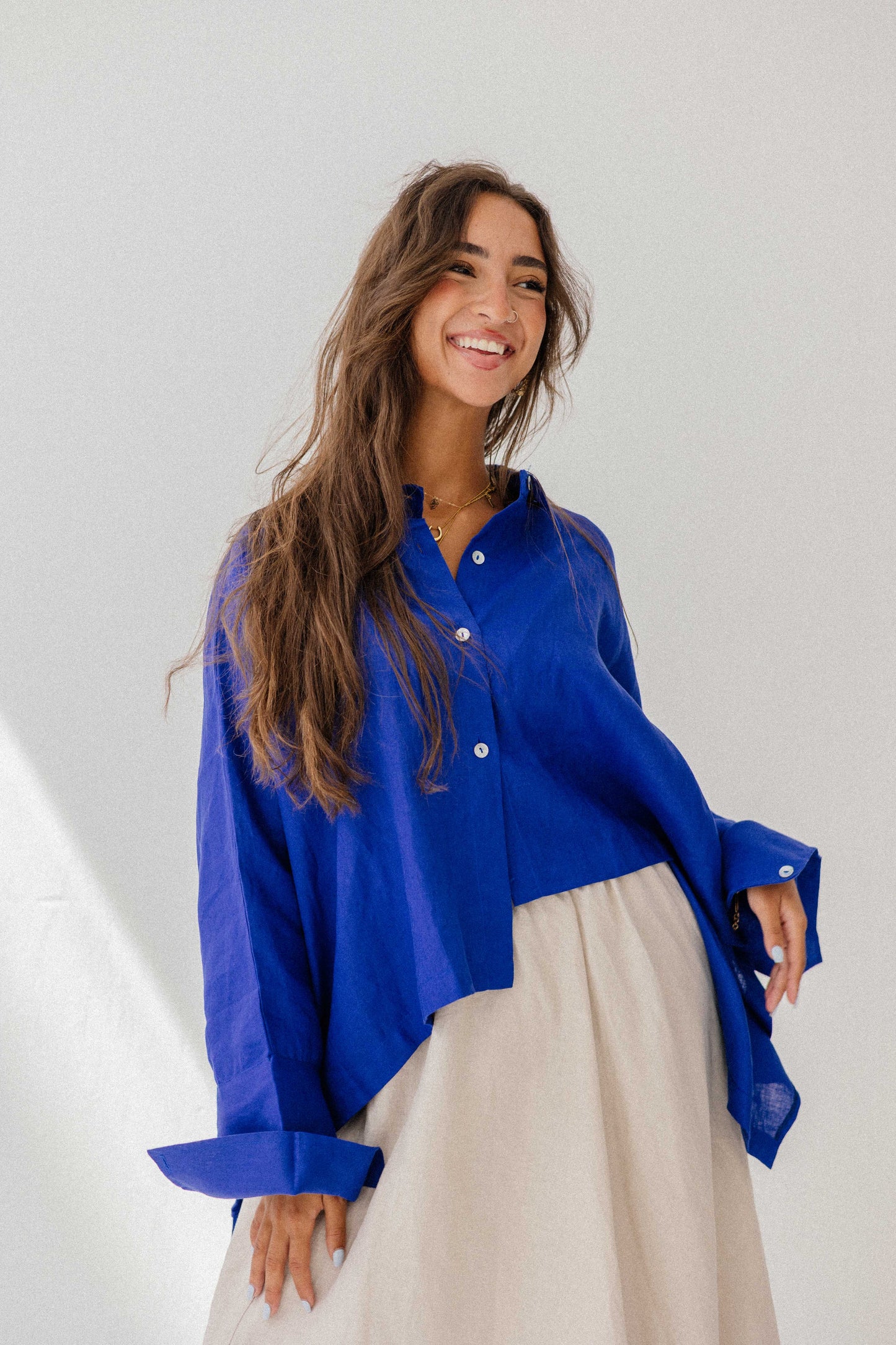 Fringes shirt in royal-blue