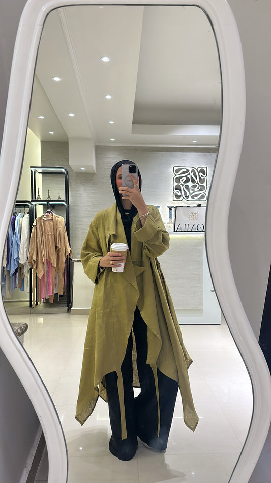 High-low Kimono In Dark-limegreen