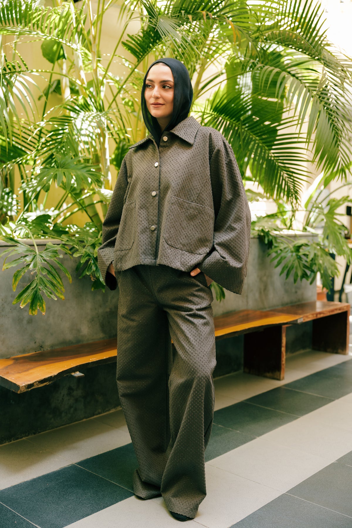 Dots denim set in griesh